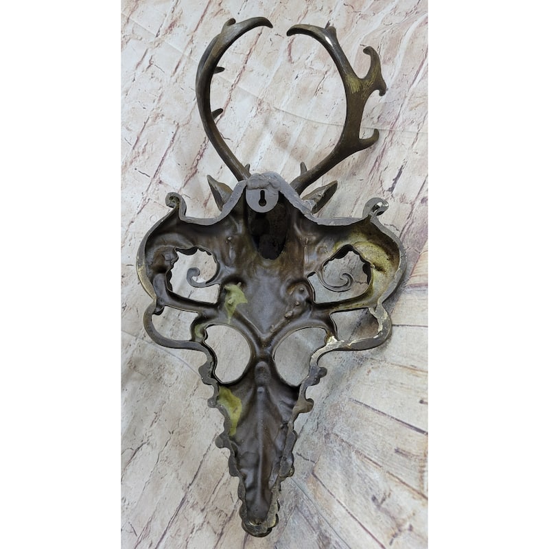 Signed Original Wildlife Elk Head Bust Bronze Sculpture Figurine Cabin Decor Art