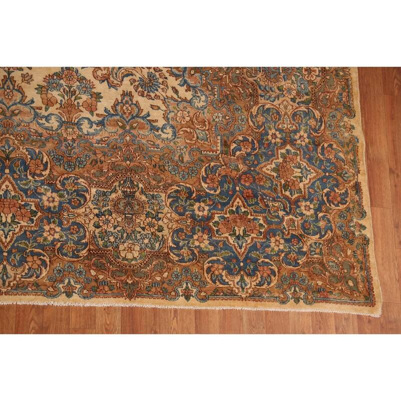 Pre-1900 Antique Kerman Persian Large Rug Handmade Wool Carpet - 11'3"x 20'3"