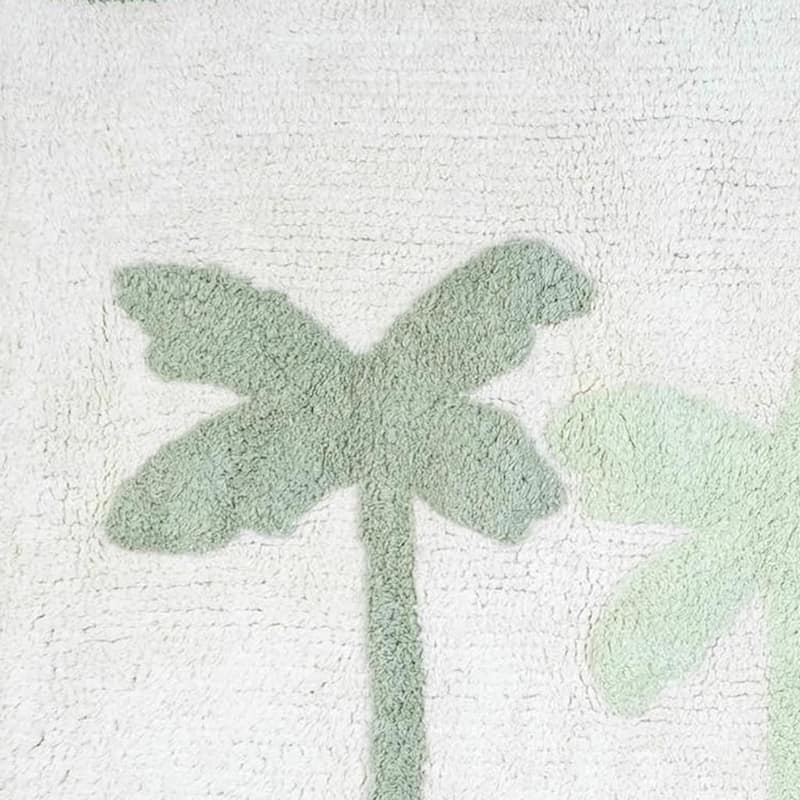 HomeRoots 32" Green And White Cotton Palm Trees Bath Rug