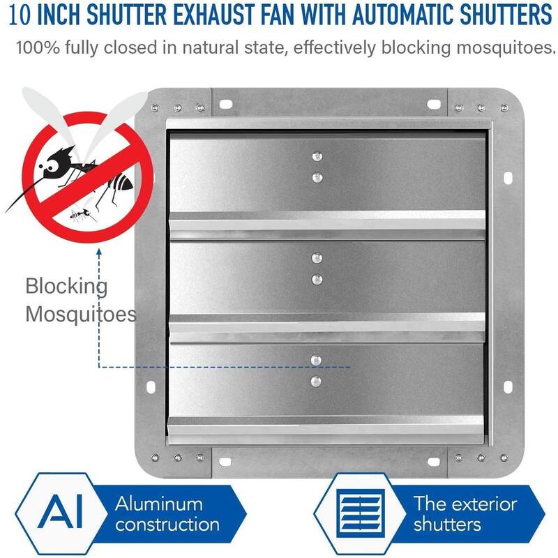 IPower 10 Inch Shutter Exhaust Fan Aluminum