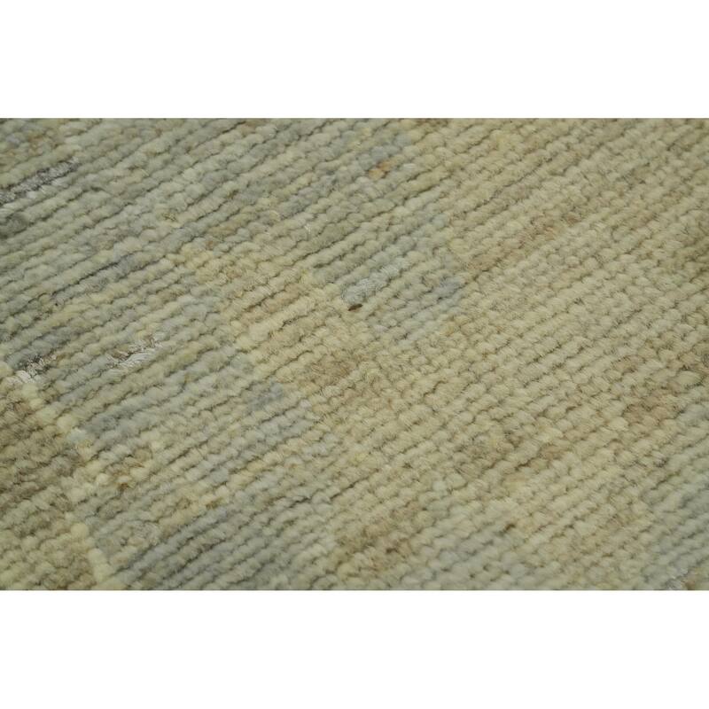 Handmade Gray Oushak Vegetable Dye Large Rug, Floral Geometric Carpet - 14' 0'' X 10' 1''