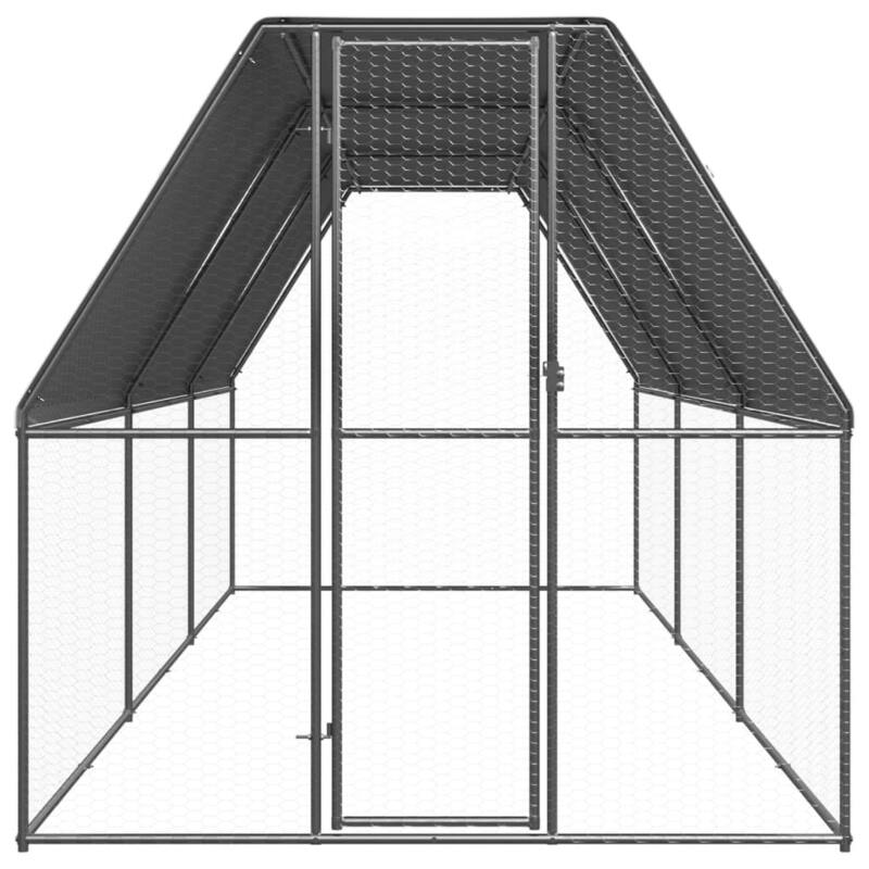 vidaXL Chicken Cage Silver and silver grey Galvanized steel, polyethylene