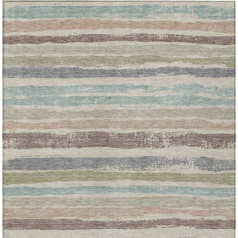 HomeRoots Striped Transitional Rectangle Outdoor Rug