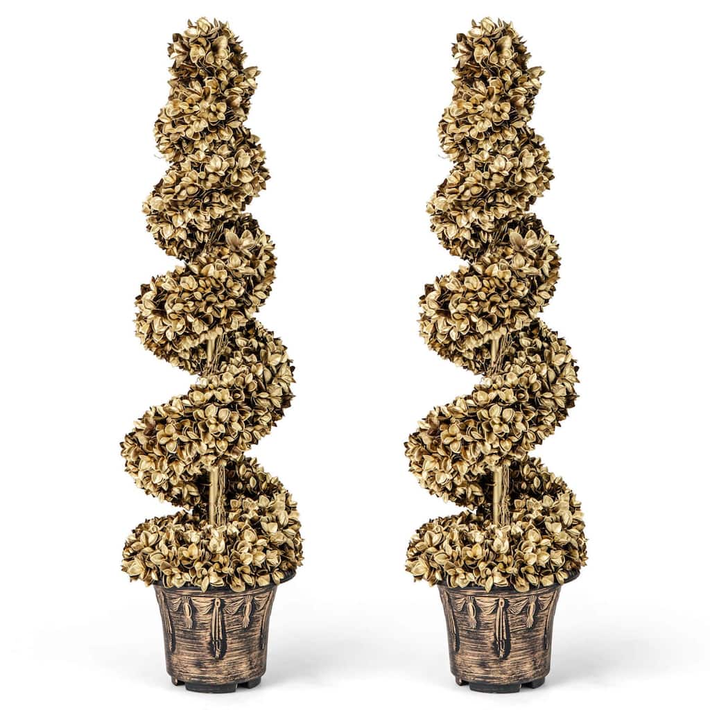 Costway 4 FT Artificial Topiary Spiral Tree Set of 2 with Vintage - See Details