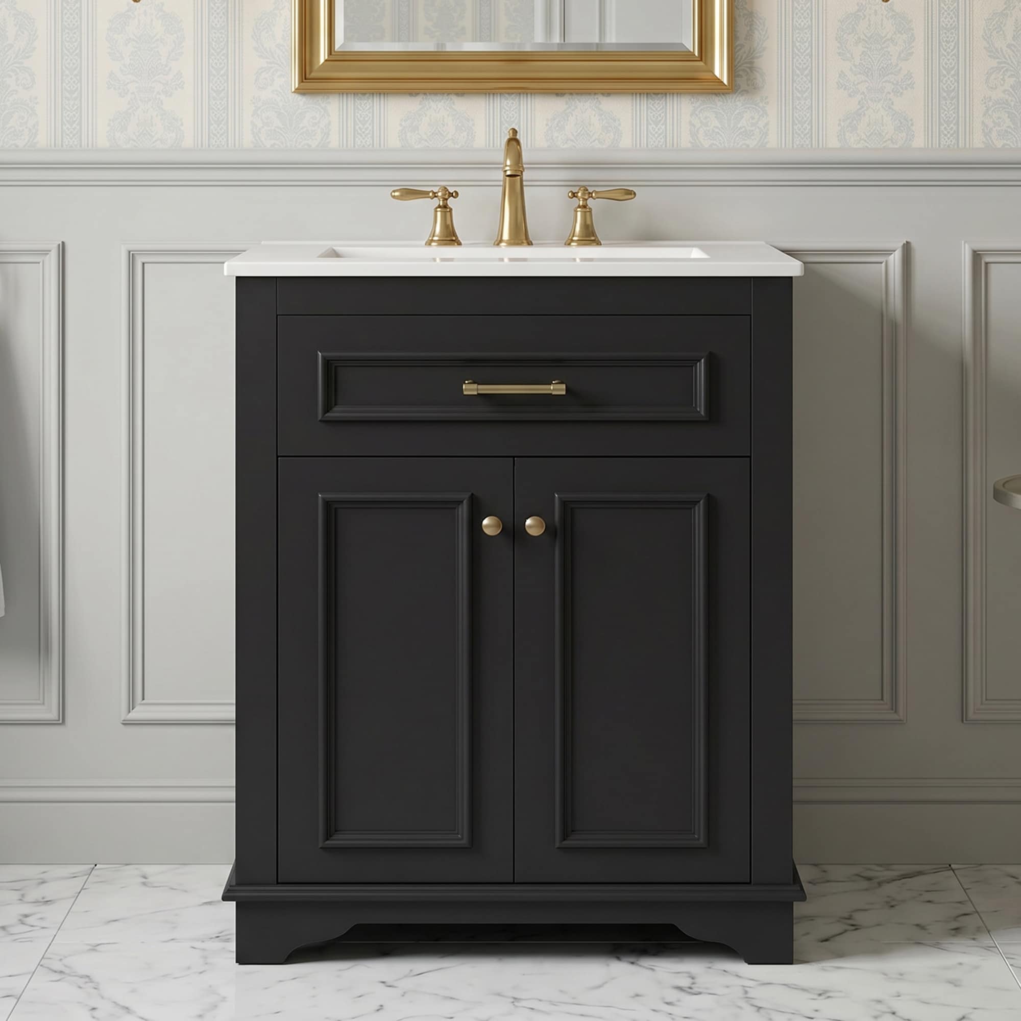 Freestanding Bath Vanity with White Ceramic Top - 24*18.5