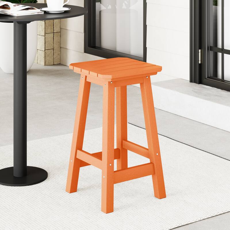 Polytrends Laguna Hdpe All Weather Outdoor Patio 24" Square Counter Stool - Orange