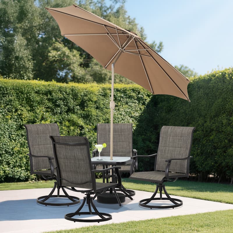 Aoodor 9FT Outdoor Patio Market Umbrella with Push Button Tilt and Crank