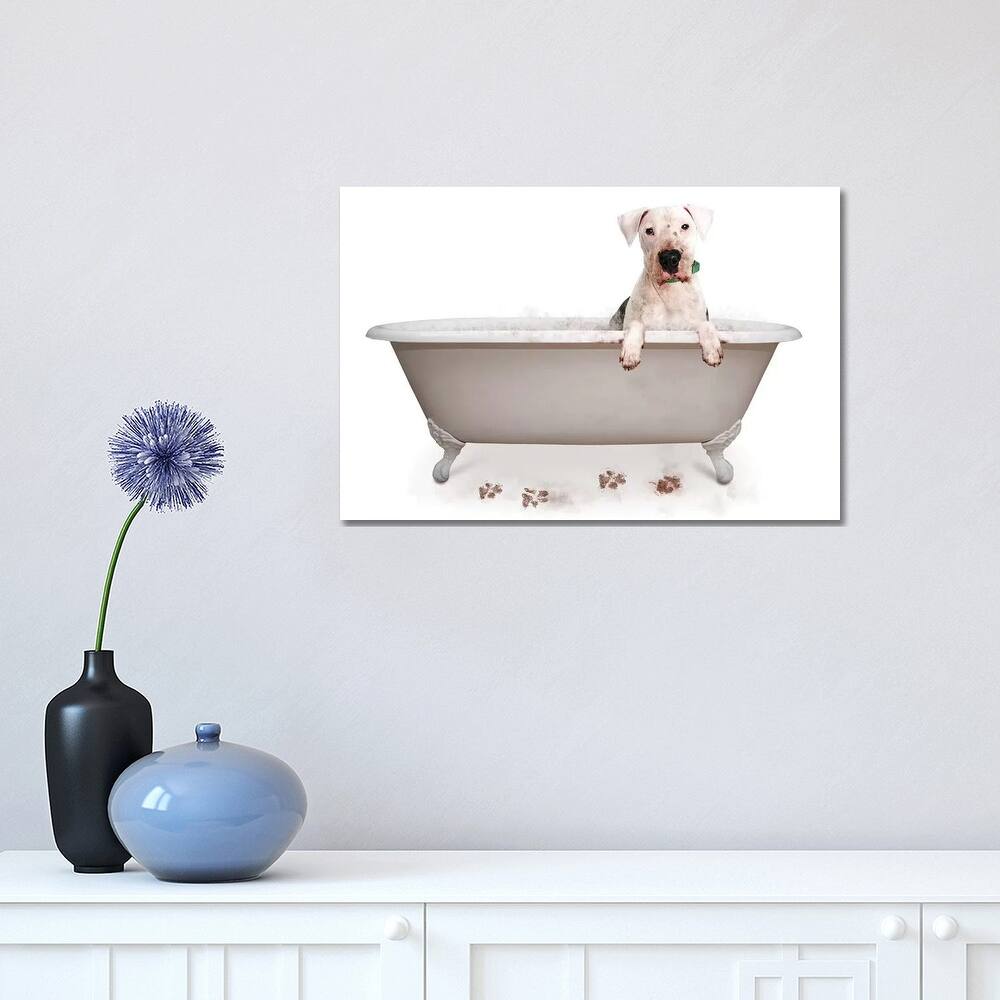 iCanvas "Muddy Dog In Bath Tub" by Susan Schmitz Canvas Print