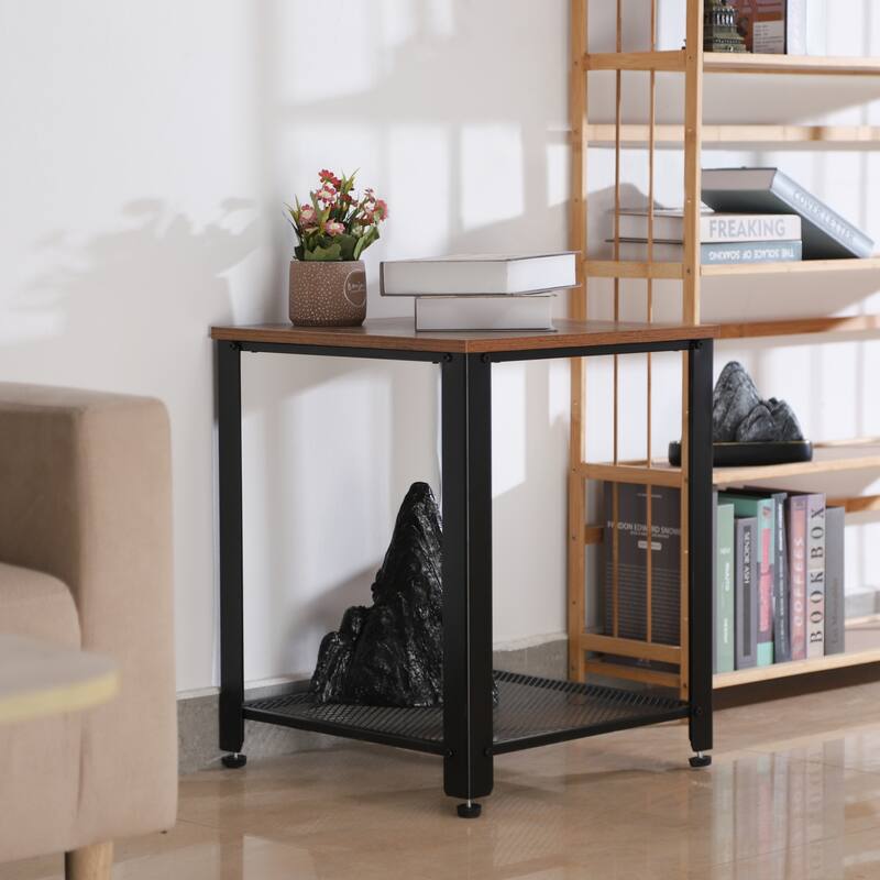 Proman Products Nova End Table, 18" W x 18" D x 22" H, Rustic Brown