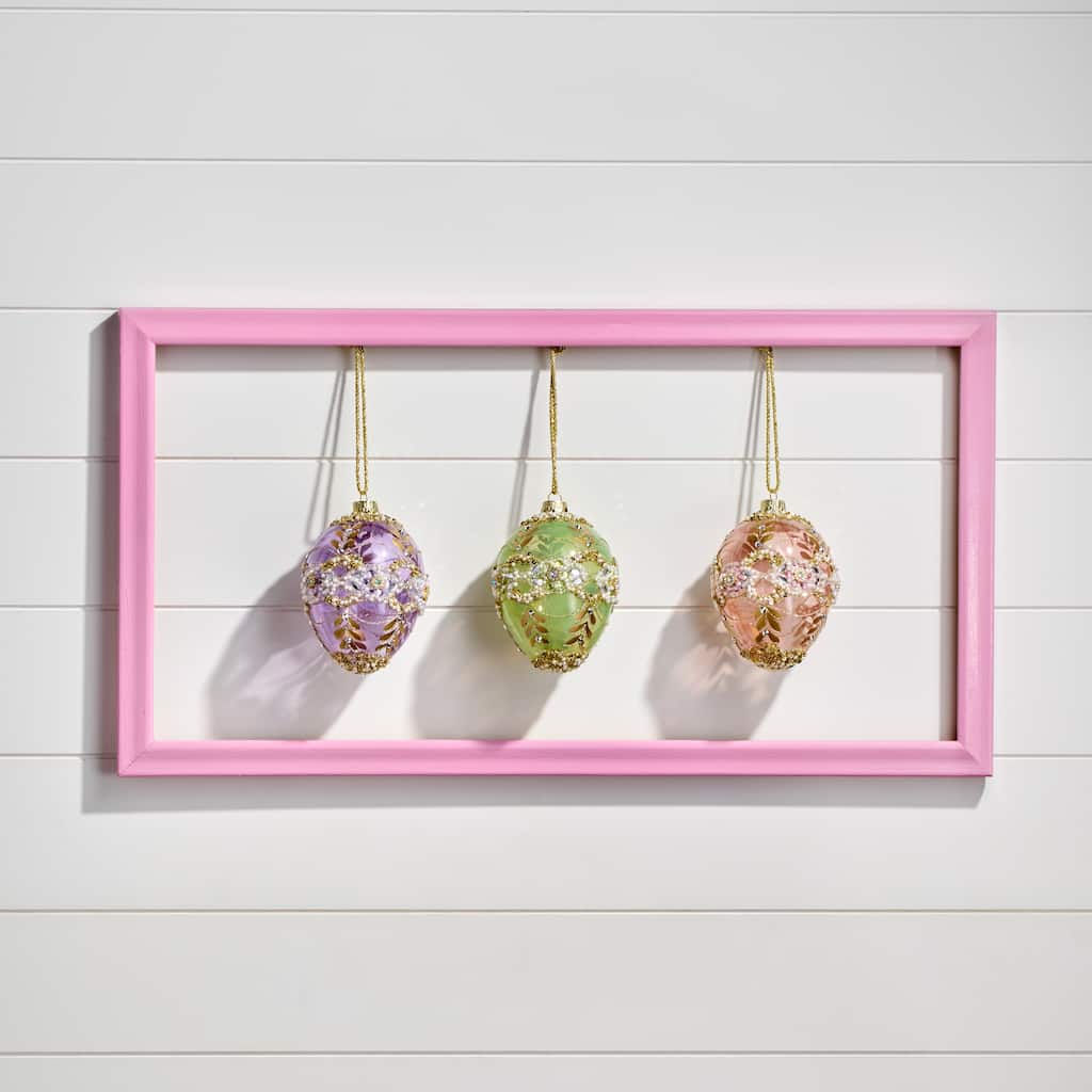 4.5" Glass Royalty Jewel Egg Box of 3