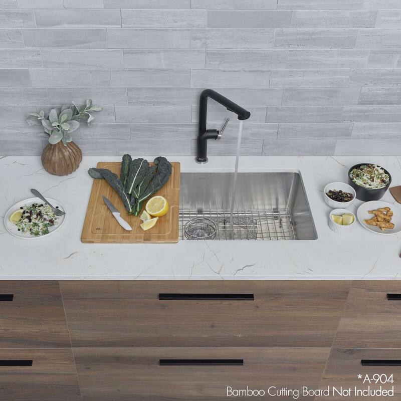 STYLISH Dual-Mount 31" Single-Bowl Stainless Steel Kitchen Sink with Grid and Strainer - 31" x 18" x 9"