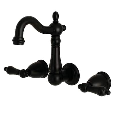 Kingston Brass Heritage Two-Handle 3-Hole Wall Mount Bathroom Faucet