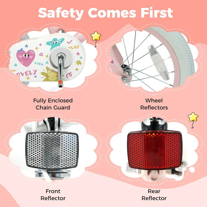 Costway 12/14/16/18 Inch Kids Bike for Girls Boys Age 3-8 Years with - See Details