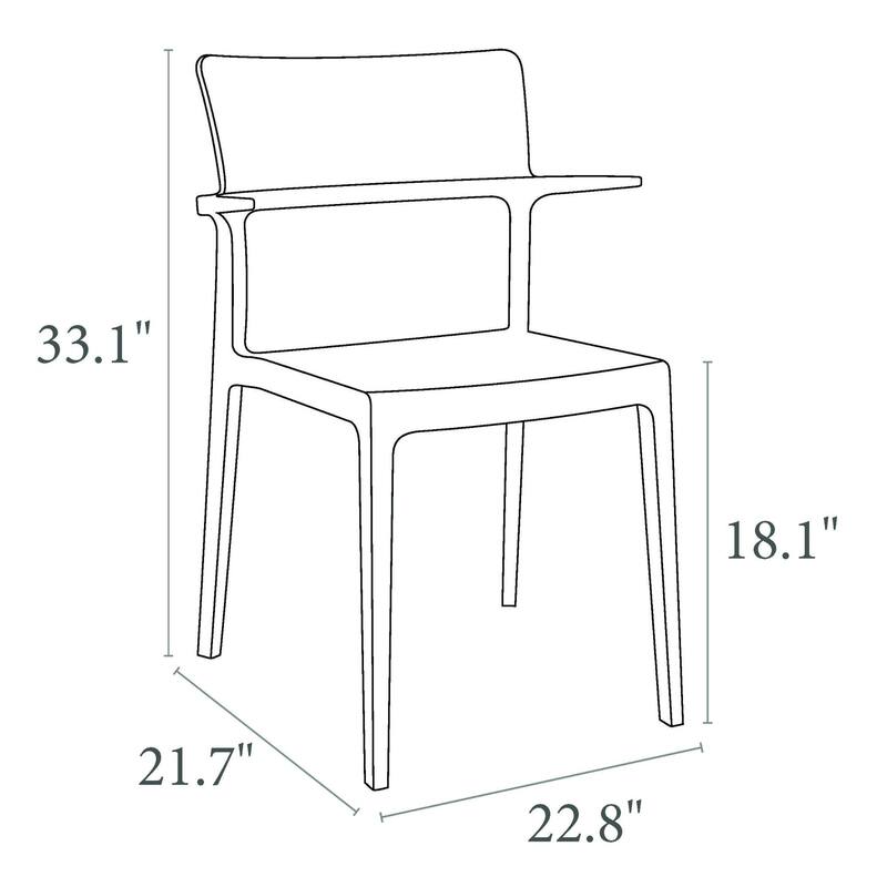 33.5" Black Solid Patio Arm Chair