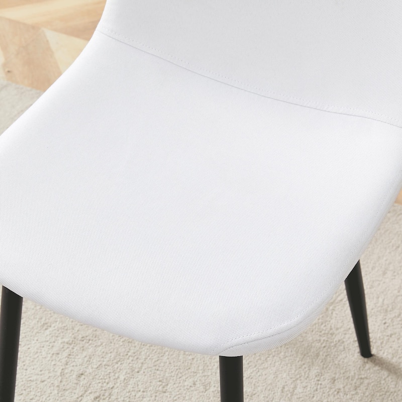 Minimalist Dining Chair Set of 4, Linen Fabric Kitchen Chair with Metal Legs Modern Armless Side Chair for Office