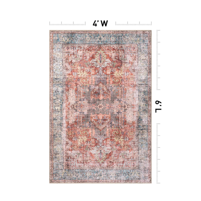 World Rug Gallery Vintage Inspired Distressed Machine Washable Area Rug