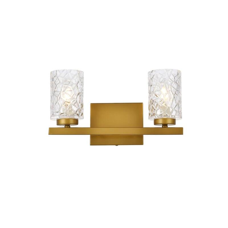Elegant Lighting LD7026W14 Cassie 2 Light 14" Wide Vanity Light - Brass / Clear