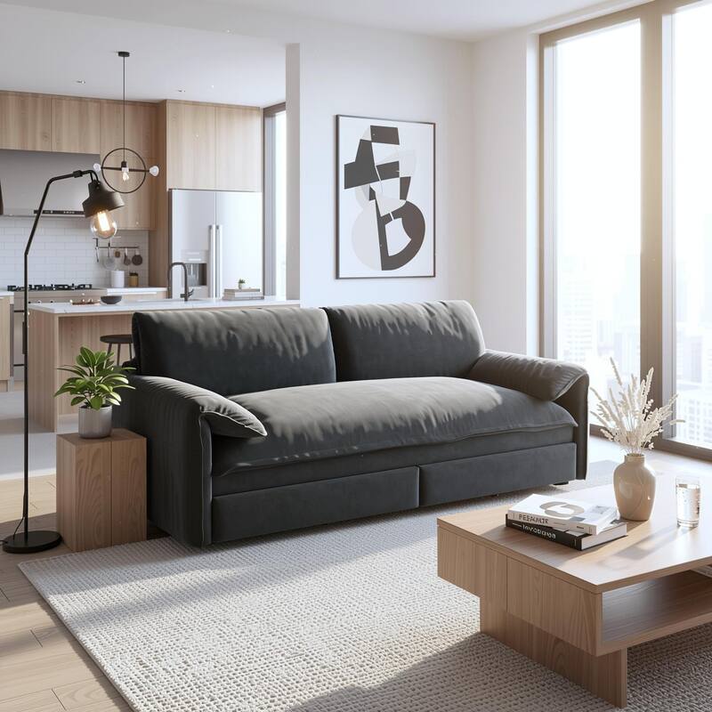 Homy Casa 3-in-1 Convertible Sofa Bed Queen Size Futon with Storage, Living Room, Bedroom, Christmas Gift