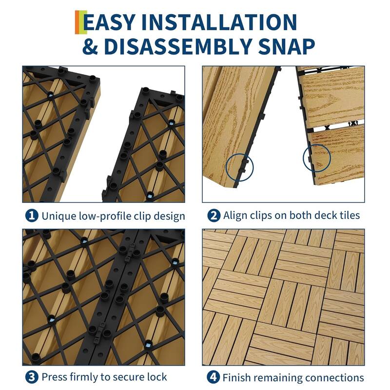 Interlinked-Style Composite Deck Tiles 12"x12"