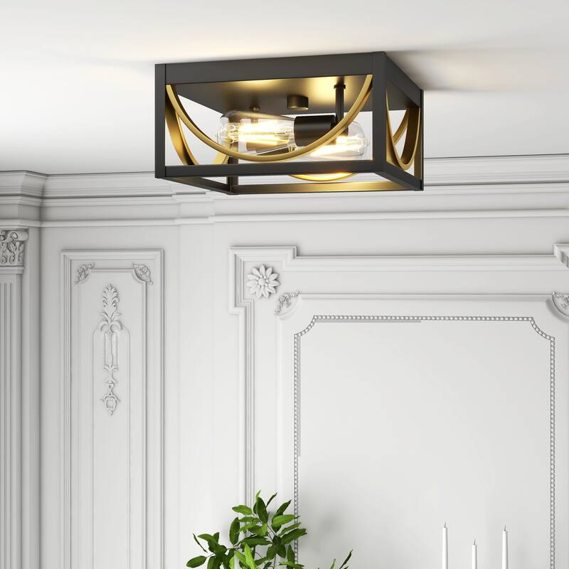 2-Light Flush Mount Ceiling Light Fixture - 11.81"x11.81"x5.51"
