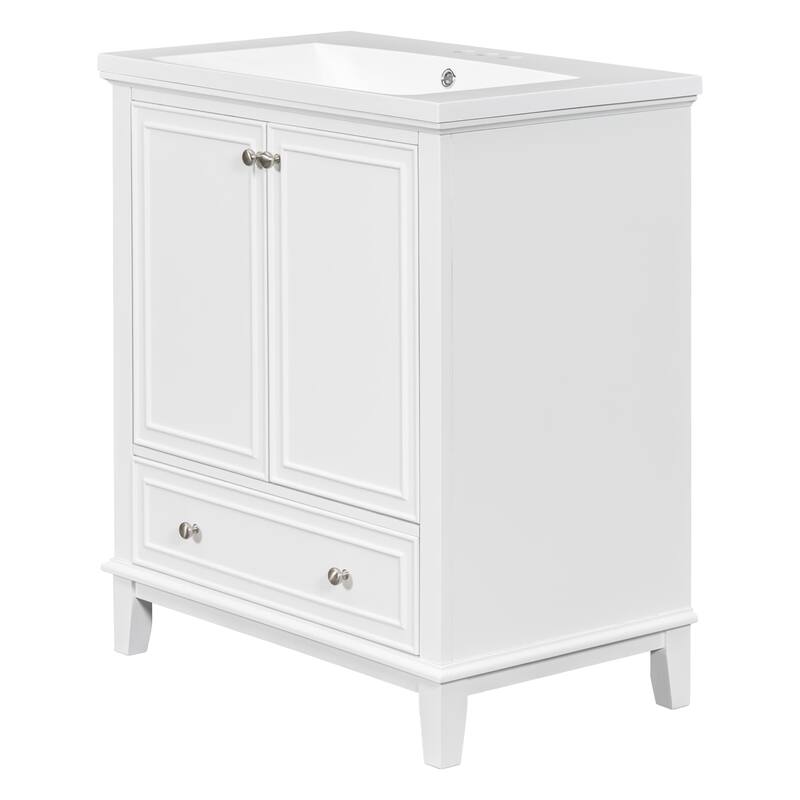 30" Bathroom Wood Storage Vanity Cabinet with Ceramic Sink, Drawer