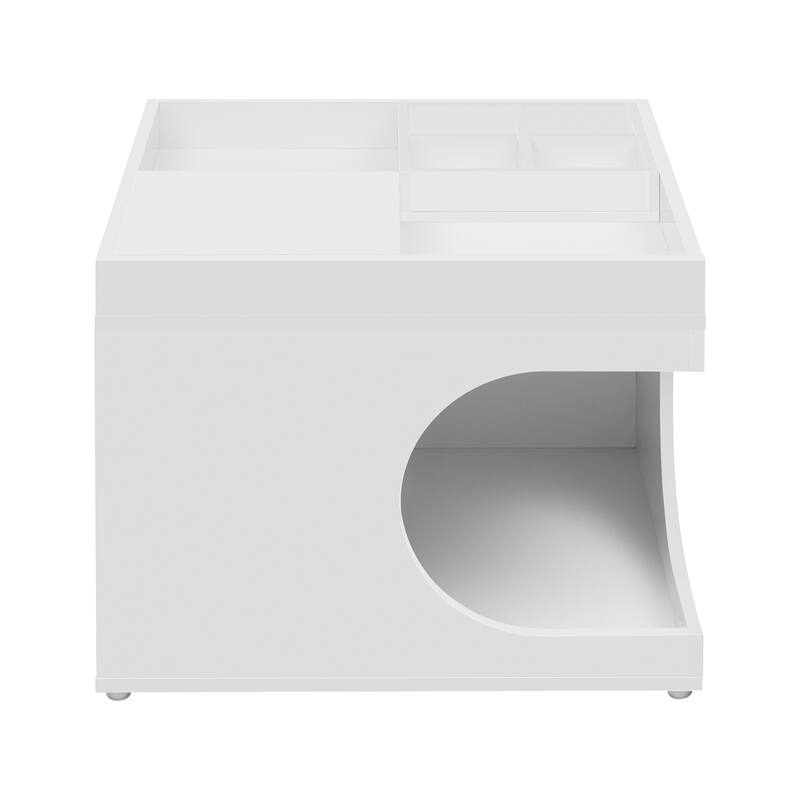 Roomfitters Multifunctional Cat Station Furniture, Small & Medium Cat House & Bed, Living & Bed Rooms, Creamy White
