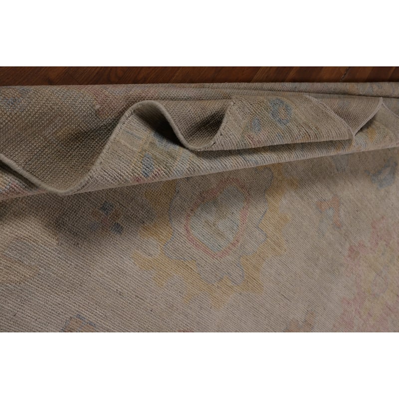 Vegetable Dye Oushak Turkish Rug Hand-Knotted Dining Room Wool Carpet - 9'0"x 12'1"