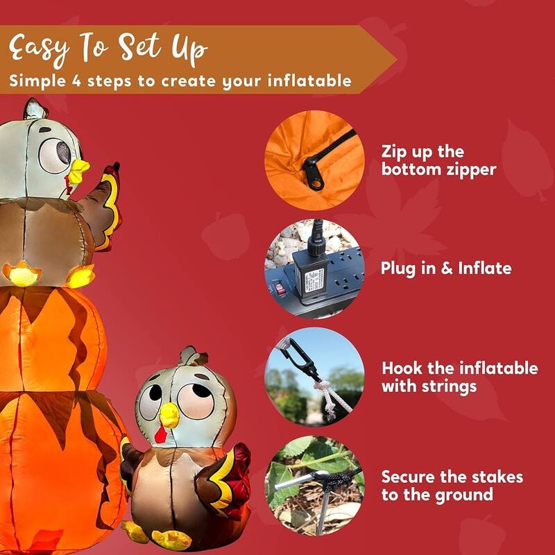 6FT Inflatable Turkey and Pumpkin Set