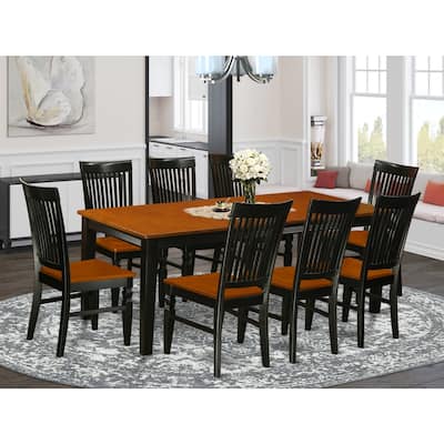 Contemporary Dining Set - 9 Piece Table & Chair Set - Black Cherry Finish - Cool Modern Design