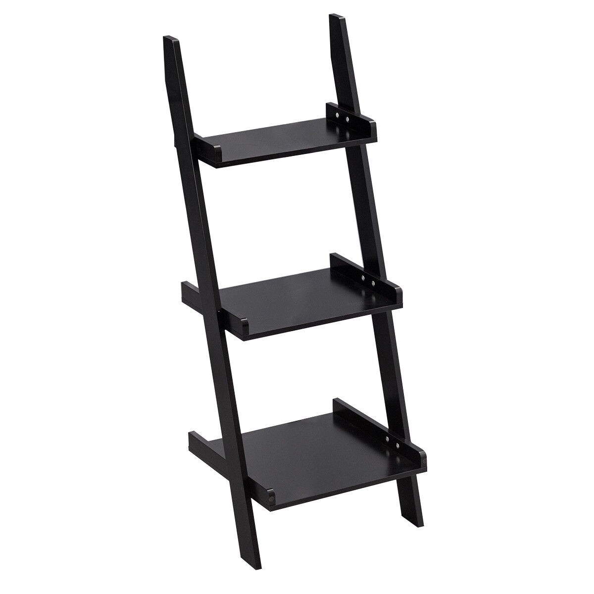 Shop 3 Tier Leaning Rack Wall Ladder Book Shelf Bookcase Storage