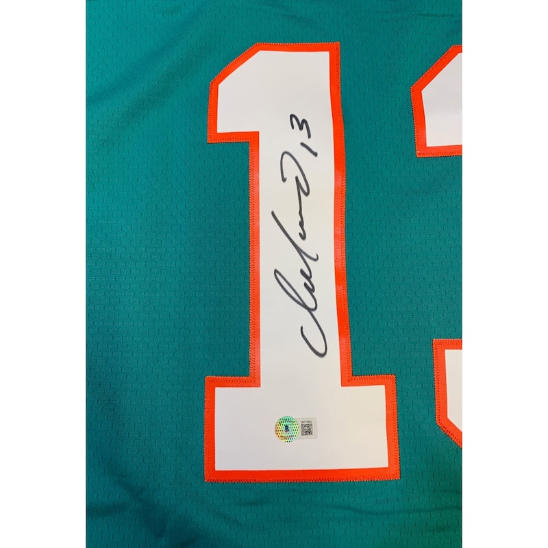 Dan Marino Autographed Miami Dolphins Mitchell & Ness Teal Signed Football Jersey Beckett COA - 8'6" x 11'6"