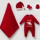 preview thumbnail 1 of 1, Celebrate Your Babys First Christmas in Style Cotton Knitwear Set Red