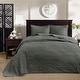 preview thumbnail 82 of 132, Madison Park Mansfield Reversible Oversized 3-piece Solid Texture Bedspread Quilt Set with Matching Shams Dark Grey - Full