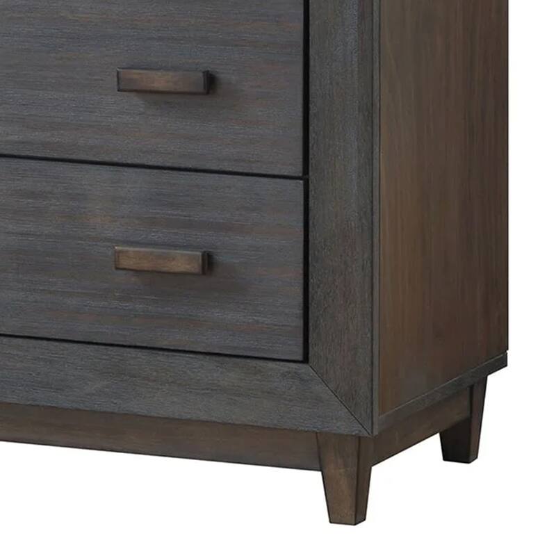 Biom Tall Dresser Chest, 5 Drawers, Charcoal Brown Solid Hardwood