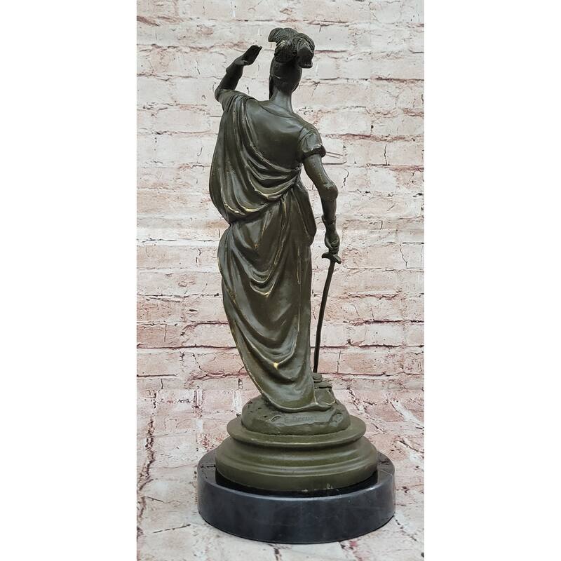 Spanish Conquistador Bronze Sculpture With Sword - Historical Military Explorer Art