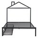 preview thumbnail 37 of 87, Metal Platform Bed with two drawers, House-Shaped Headboard Design for Kids, Boys and Girls