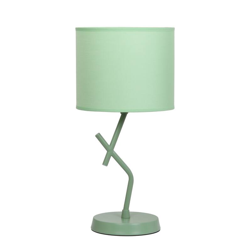 Abstract Angular Table Lamp with Drum Shade - 17" - Green