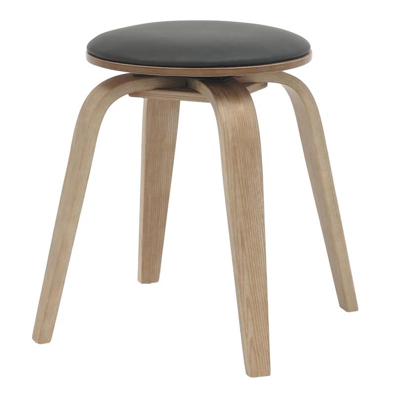 Pelya Minimalist Modern Round Counter Stool with Leather Seat & Poplar Wood Frame 360° Swivel Kitchen Bar Stool
