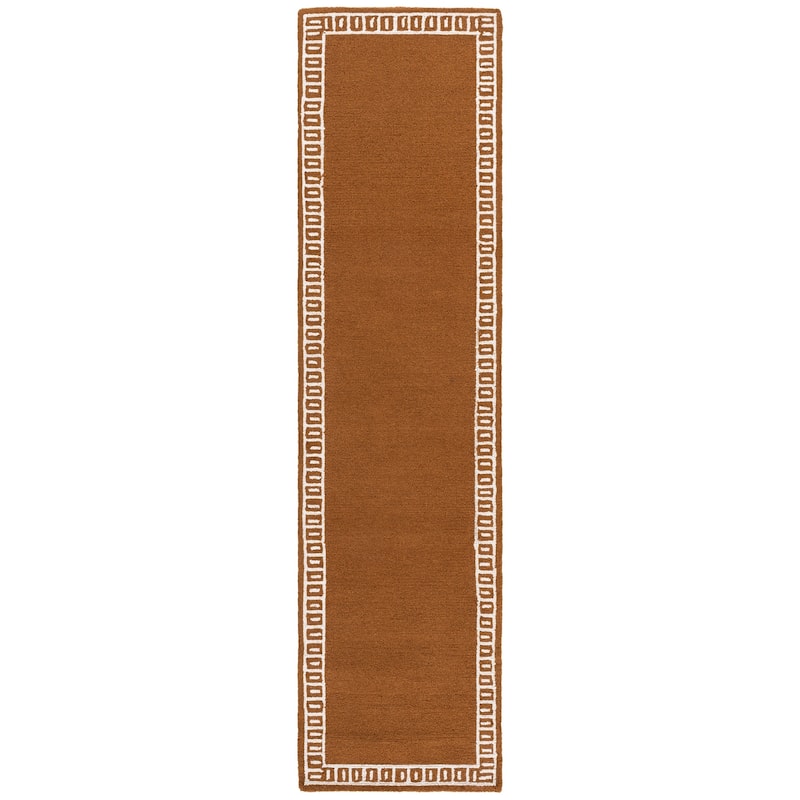 SAFAVIEH Handmade Metro Aneta Wool Rug - 2'3" x 9' Runner - Rust/Ivory
