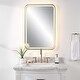 preview thumbnail 1 of 5, LED Lighted Stainless Steel Vanity Mirror - 32.25" - Brass Finish