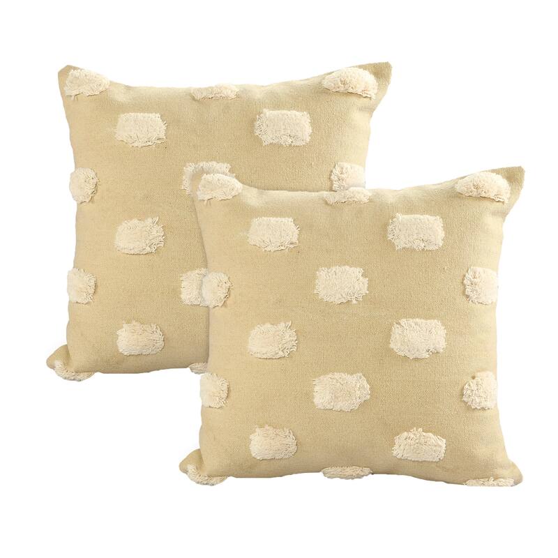 Sevita Zeal Light Pom-pom Cotton Throw Pillow, Set of 2 - Cream