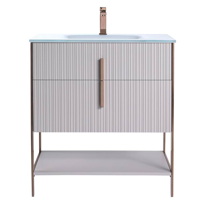 Fine Fixtures Serenity Modern Bathroom Vanity with White Glass Top