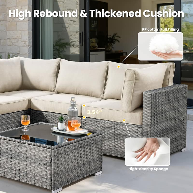 XIZZI 7-Piece Outdoor Wicker Sectional Set with Coffee Table