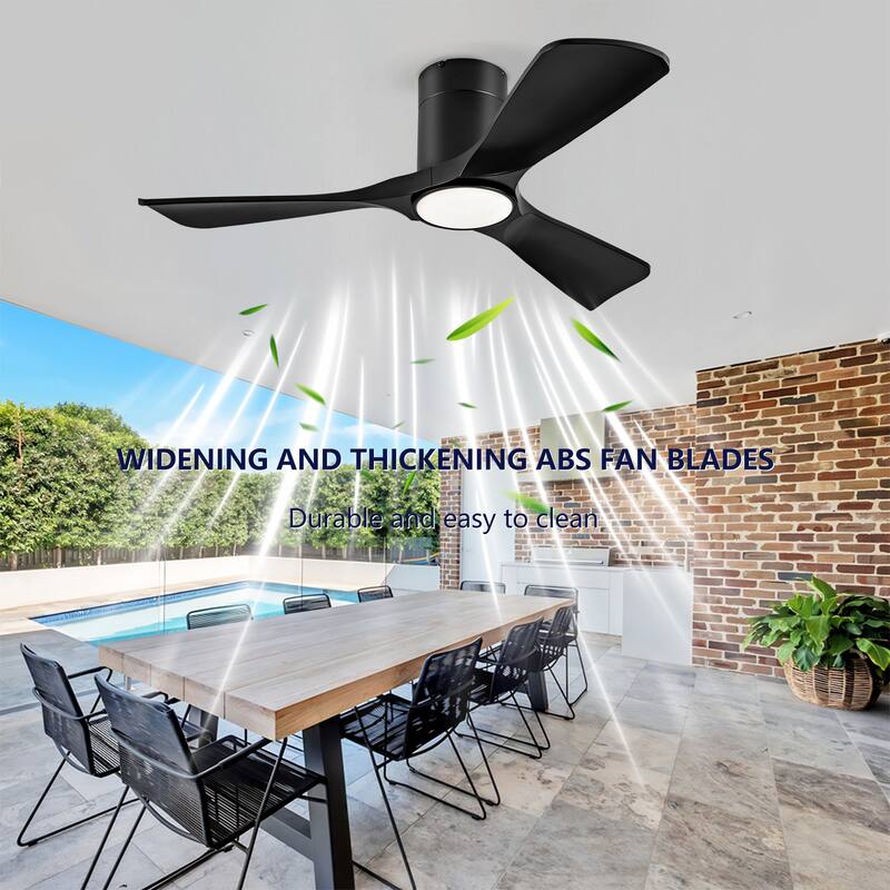 42" Flush Mount Ceiling Fan with Lights and Remote Control, Quiet DC Motor