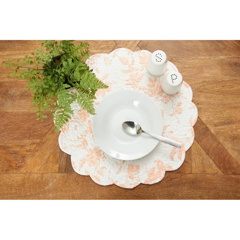 Brighton Pink Cotton Quilted Round Reversible Placemat Set of 6 - Set of 6