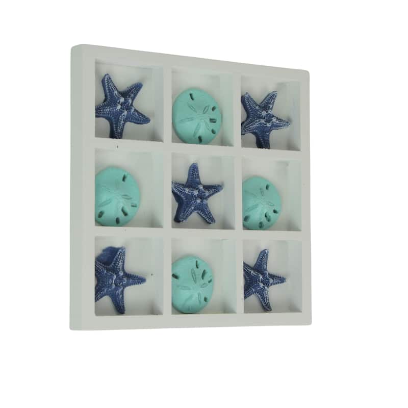 Blue Sand Dollar And Starfish Tic-Tac-Toe Game Beach-Themed Accent - 0.75 X 7.25 X 7.25 inches