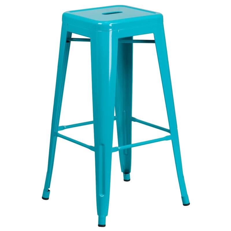 4 Pack 30" High Backless Metal Indoor-Outdoor Barstool with Square Seat