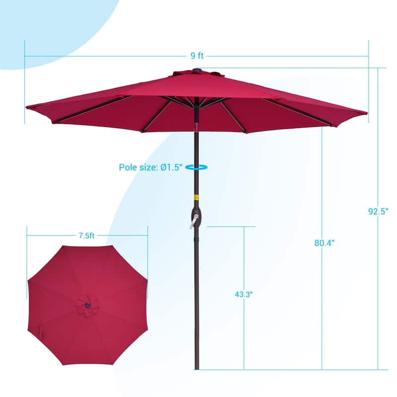 Bonosuki 9ft Patio Umbrella Market Table Umbrella with Tilt and Crank