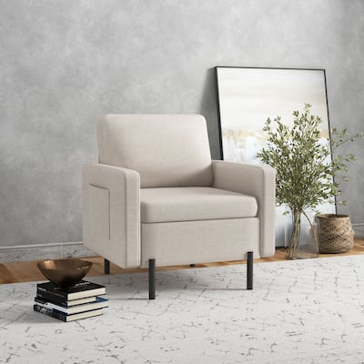 Fabric Accent Chair Armchair w/ Metal Leg Side Pocket