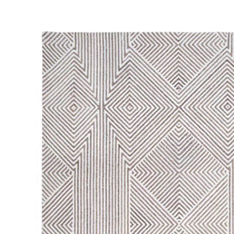 Glam 5 x 7 Area Rug, Geometric Pattern, Tufted Gray White Polyester, Wool - 5' x 7'
